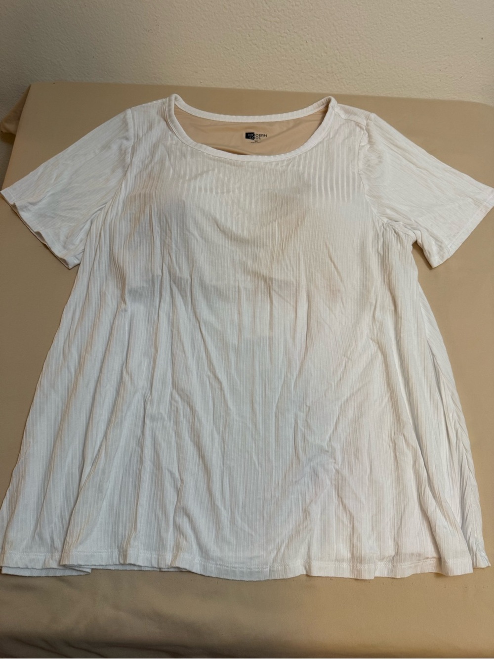Modern Soul White Ribbed Built In Bra Top Women’s 2X